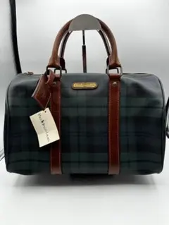 【美品】ポロラルフローレン PVC レザー ミニボストンバッグ グリーンチェック