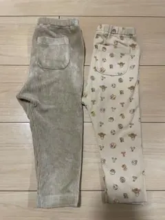 ユニクロ　レギンス　80センチ　2点　コーデュロイ　ベージュ　トイストーリー