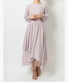 MERCURYDUOウエストリブ切替イレヘムワンピースベビーピンク