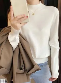 試着のみ　グレイルGRLカシミヤタッチハイネックニットトップスCU233