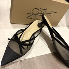 LE TALON ポインテッドトゥ　シアーリボンミュール