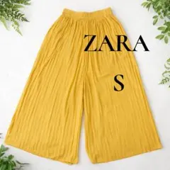 ZARA プリーツ　ワイドガウチョパンツ　マスタード　黄色