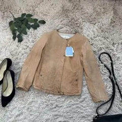 6929 新品✾ヒューマンウーマン✾レザージャケット【M】ノーカラー/羊革