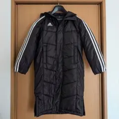 adidas ベンチコート 黒地に白ライン 130cm
