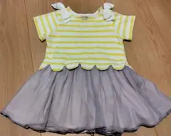 petit main ロンパース 80cm ボーダー チュール