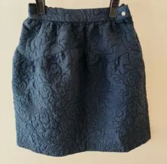 美品　ZARA お洒落 ネイビー 花柄キルティングスカート　130cm