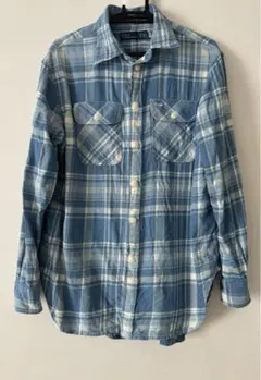 ポロラルフローレン　ライトブルー　コットン100%チェックシャツ　XS