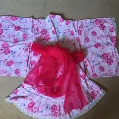 花柄ピンク　帯付きセパレート浴衣 130