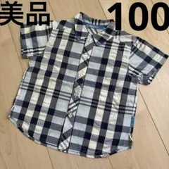 familiar 半袖 チェックシャツ 働く車 綿100% 100cm 美品