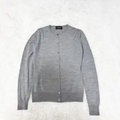 【ジョンスメドレー 】クルーネックカーディガン　ウール グレー英国製Sサイズ
