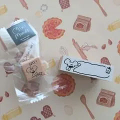 【642】木製スタンプ　1991w2992 ネズミ社長　 2個セット