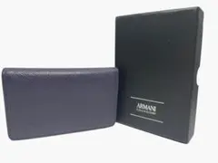[美品]　ARMANI COLLEZIONI 二つ折り財布 ネイビー 箱付き