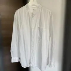 UNIQLO リネンコットンスタンドカラーシャツ　Lサイズ　メンズ　ホワイト