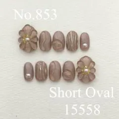 No.853 ぷっくりフラワーニュアンスネイルチップ　お花　クリア　ちゅるん