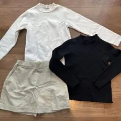 UNIQLO フリルネック 長袖カットソー キュロット　130