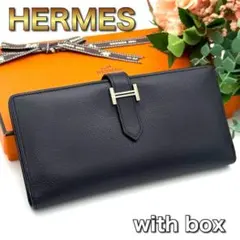 HERMES エルメス べアン スフレ ブラック ヴォーエプソン 長財布 T56