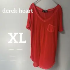 derek heart XL レッド Vネック Tシャツ