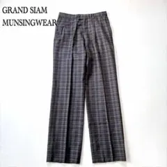 GRAND SLAM メンズ チェック柄 ツータック スラックス ウール