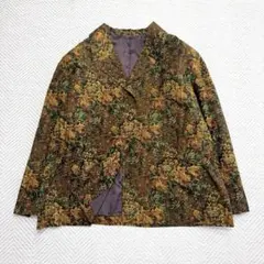 希少 KASPER インポート 総柄ジャケット モザイク柄 グリーン パープル 