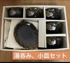 【新品】有田焼　林斎　湯呑みと小皿　5セット　茶菓揃（黒）和モダン 高級和食器