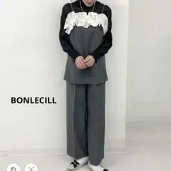 BONLECILL noir レイヤード風フリルオールインワンキャミパンツドレス