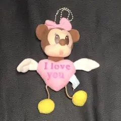 ミニーマウス ハート型キーホルダー ピンク 約14cm