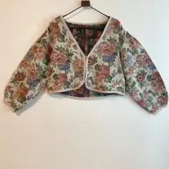 【ローリーズファーム】アソートゴブランカーディガン 花柄 ノーカラー ジャケット
