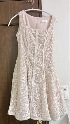 ERUKEI ノースリーブ レース ドレス ピンクベージュ