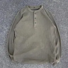 00s old uniqlo 短丈 ヘンリーネック サーマル ロンＴ y2k M