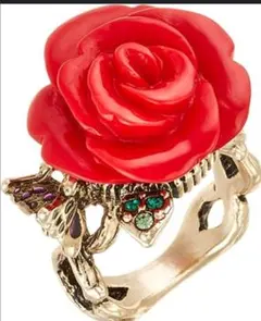 新品未使用 Anna sui 赤いバラ デザインリング