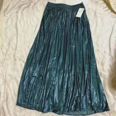 アースミュージック&エコロジー　プリーツロングスカートグリーン