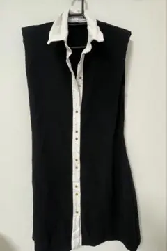 ZARA ノースリーブミニワンピース S 黒/白