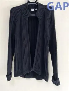 美品GAP 黒ブラック 綿ニットジャケットS 大きめ