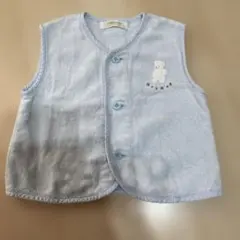 ベビーベスト ライトブルー クマ刺繍