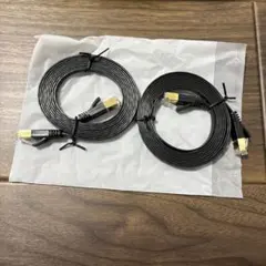 LANケーブル 2本セット 黒 2m 有線 ランケーブル フラットタイプ