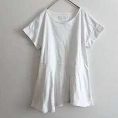 ブージュルード チュニック Tシャツ アシンメトリー　白 F 日本製　ペプラムのサムネイル