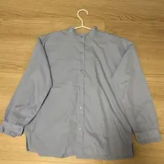 バンドカラーシャツ 長袖　淡い水色