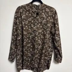 KAPTAIN SUNSHINE 19AW バンドカラーシャツ 総柄 茶 38のサムネイル