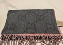 【Rii様専用】GUCCI ダークグレー ピンク マフラー