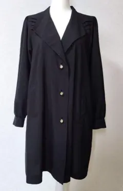 黒　スプリングコート　ブラック　軽量　昭和レトロ　一点物　個性的