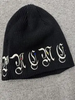 supreme 刺繍入り黒ニットビーニー新品未使用