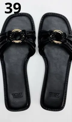 ブラックフラットサンダル ZARA 新品