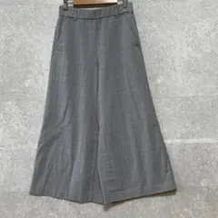 【grove】グローブ（L）チェック柄ガウチョパンツ＊ストレッチ＊ウエストゴム