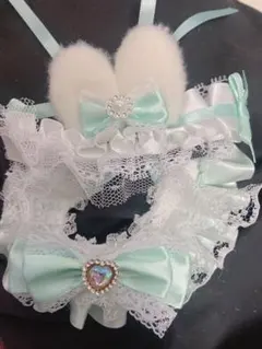 【新品】ぬい服 ハンドメイド うさぎ ミントグリーン