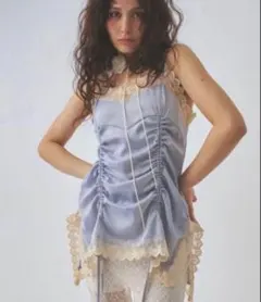 PELLICULE satin gather mini op blue - メルカリ