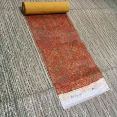 【新品未使用】京更紗小紋＜赤茶色地・地柄入・金彩調更紗文・小松内謹製＞着尺　正絹