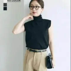 BASEMENT online タートルネックノースリーブニット　グレー