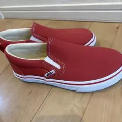 VANS レッド スリッポン キッズシューズ　22センチ