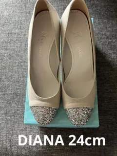 アルテミスダイアナ アイボリー 白 グリッター付きトゥ ハイヒール 24.0cm