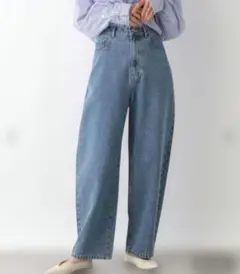 【試着のみ】LEPSIM　レプシィム　カーブデニムパンツ2 　S　ケミカルブルー